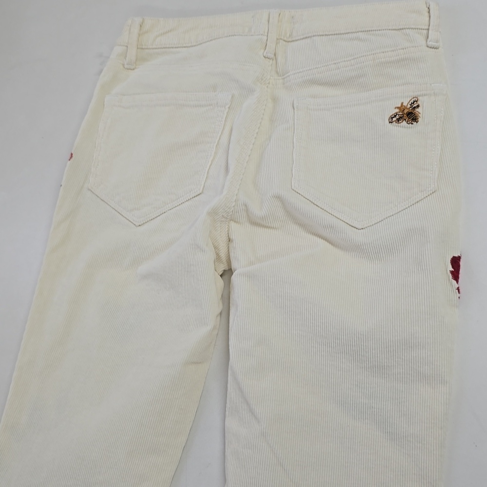 Driftwood Farrah Offwhite Corduroy Flare Pants Bees & Roses Embroidery - Picture 12 of 13